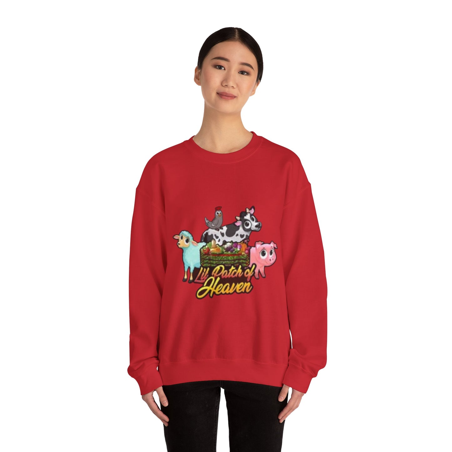 Crewneck Sweatshirt — "Lil Patch of Heaven" Cute Farm Animal Graphic