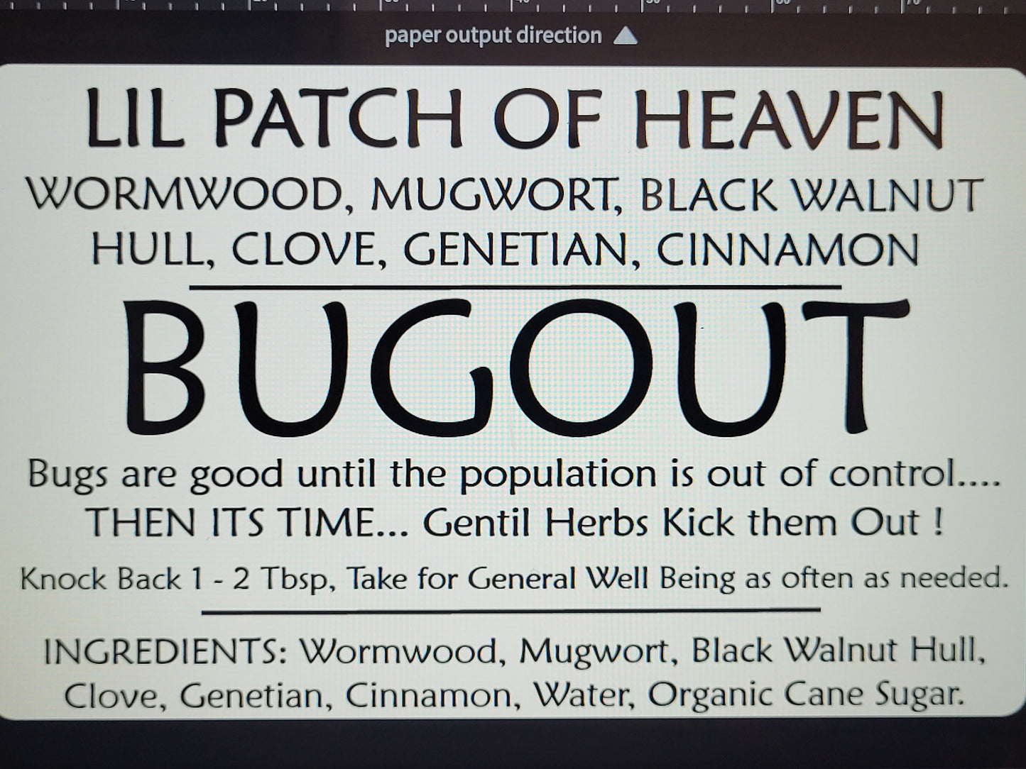 BUGOUT- Parasites Clean Out- Organic Herbal Syrup - 10 Ounces SHIPS FREE