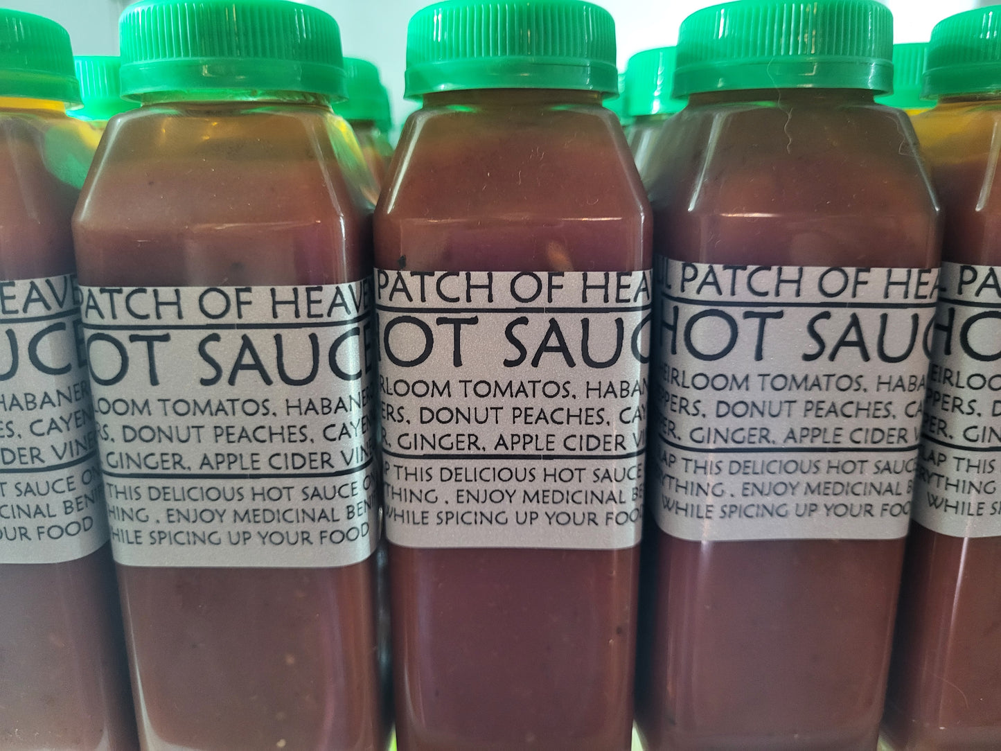 Organic Hot Sauce- Heirloom Tomatoes, Donut Peaches, Habanero Peppers, Cayenne Peppers, Ginger, Apple Cider Vinegar- FREE SHIP