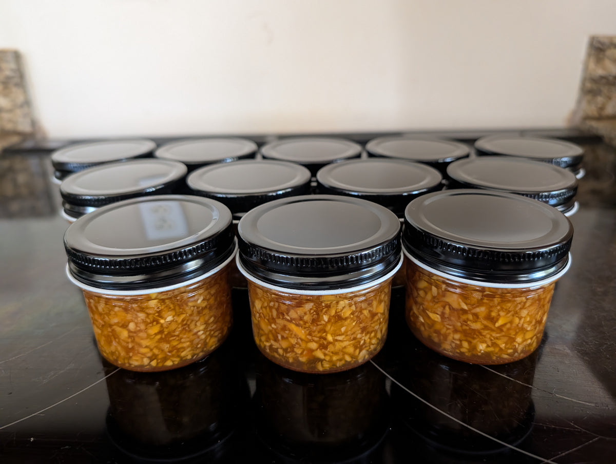 Fermented Organic Garlic in RAW Honey - 4 oz Glass - Garlic Kills Parasites -FREE SHIPPING