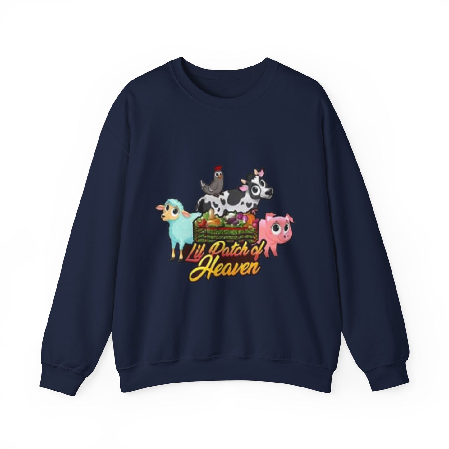 Crewneck Sweatshirt — "Lil Patch of Heaven" Cute Farm Animal Graphic