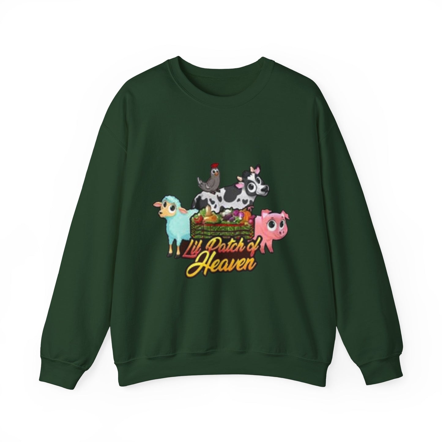 Crewneck Sweatshirt — "Lil Patch of Heaven" Cute Farm Animal Graphic