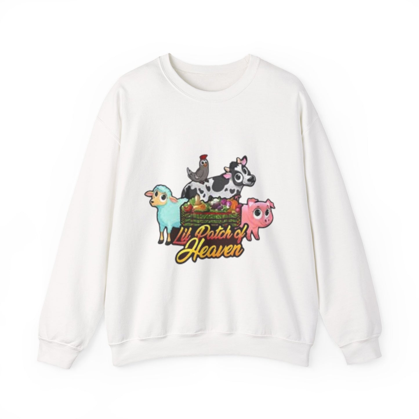 Crewneck Sweatshirt — "Lil Patch of Heaven" Cute Farm Animal Graphic