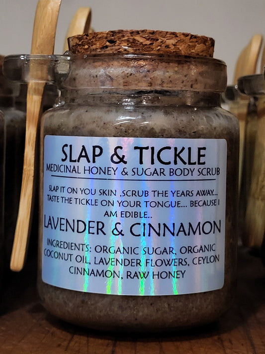 Organic Slap & Tickle Medicinal Honey Sugar Body Scrub - Lavender & Cinnamon SHIPS FREE