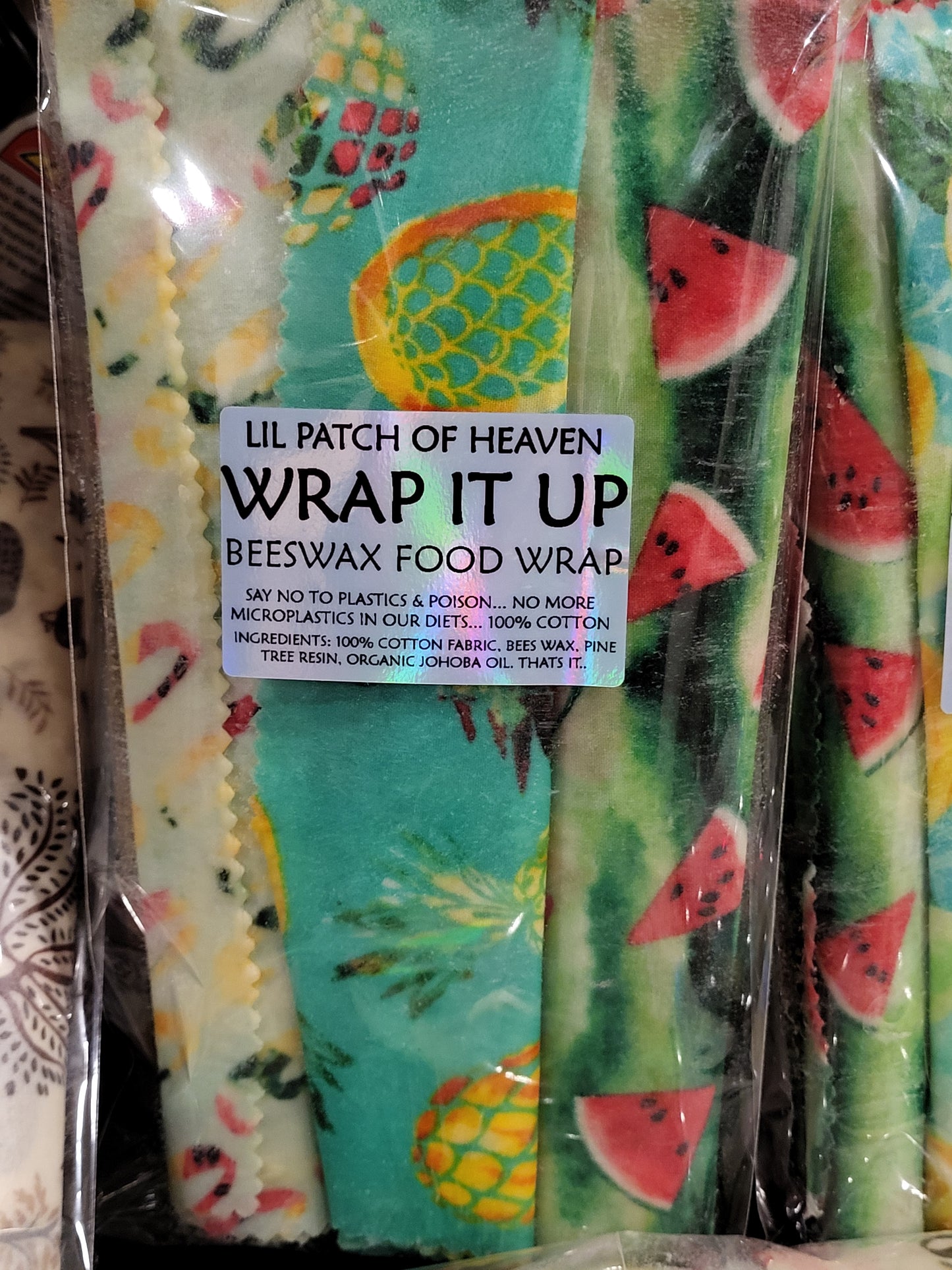 WRAP IT UP - Beeswax Food Wraps for Butter & Cheese -  2 Pack 8x8 - Reusable-Say No To Plastic- FREE SHIPPING
