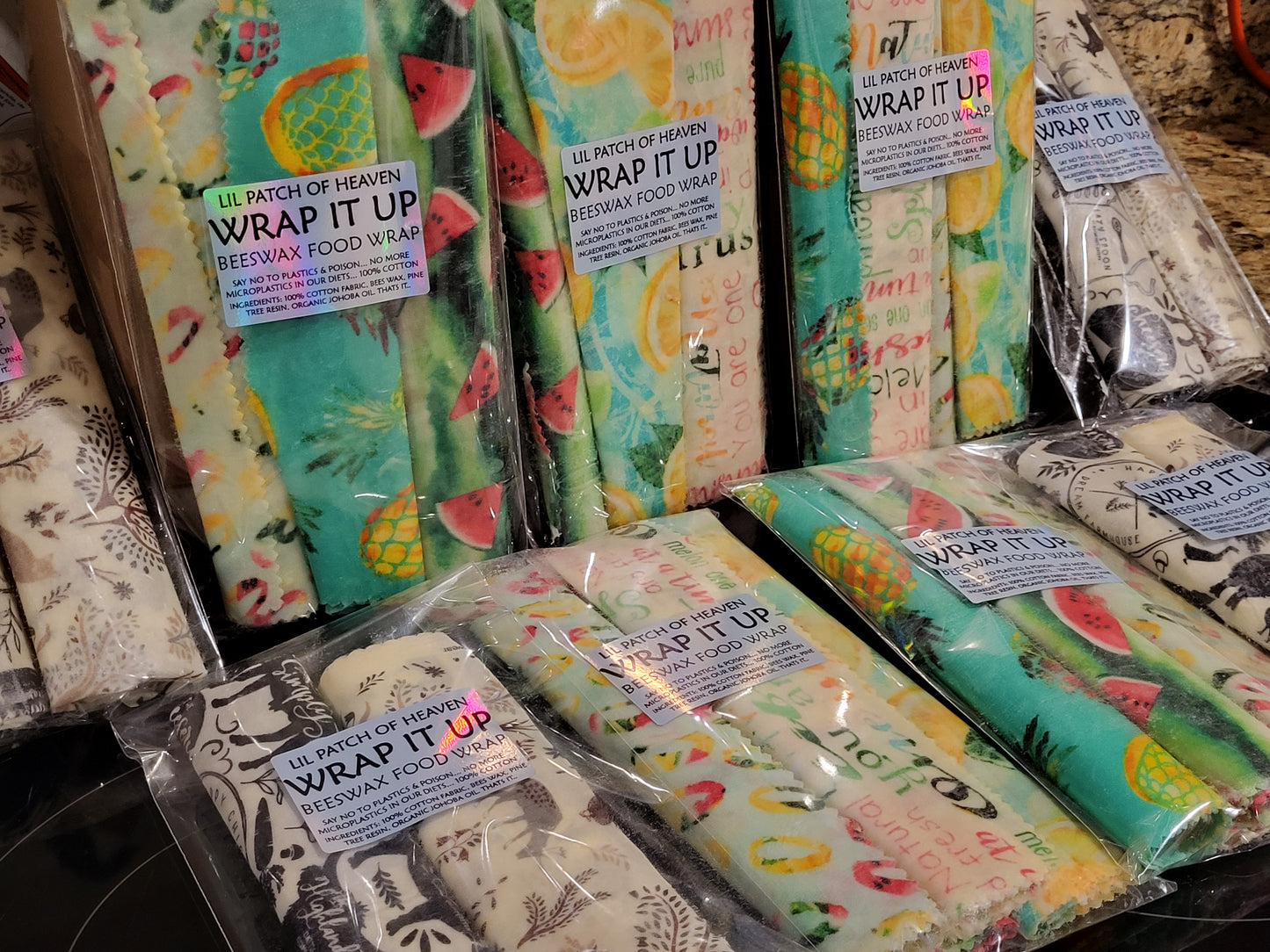 WRAP IT UP - Beeswax Food Wraps for Butter & Cheese -  2 Pack 8x8 - Reusable-Say No To Plastic- FREE SHIPPING