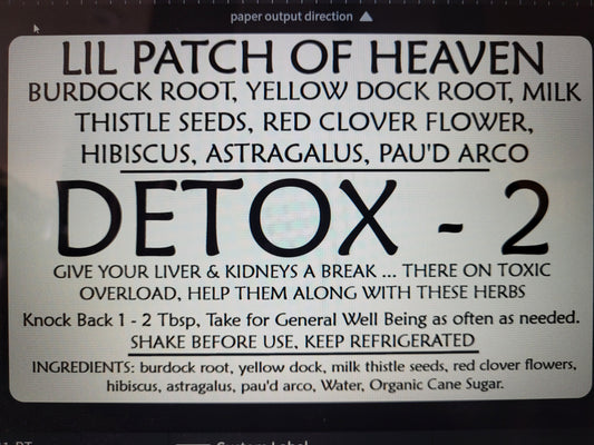 DETOX - 2 - BURDOCK ROOT, YELLOW DOCK ROOT, MILK THISTLE SEEDS, PAU'D ARCO, RED CLOVER FLOWERS, HIBISCUS,  ASTRAGALUS Organic Herbal Syrup - 10 Ounces SHIPS FREE