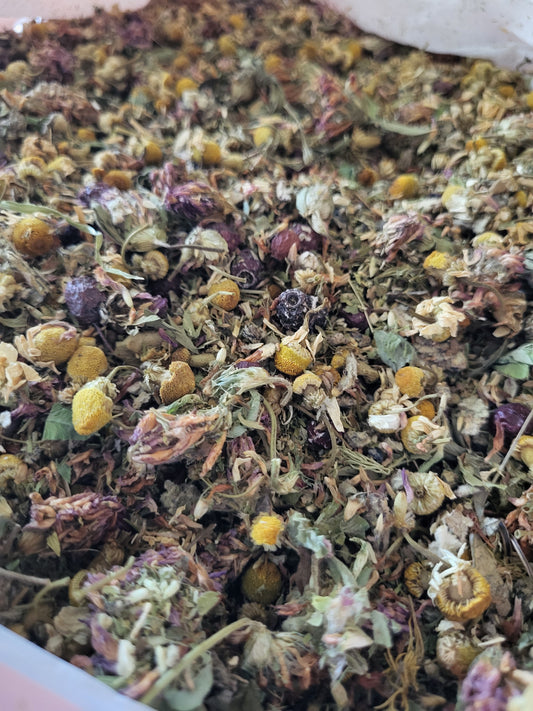 Medicinal Tea Blend, Hawthorn Berry, Red Clover Tops, Chamomile, Alfalfa,  Wild Lettuce Organic - 12 ounce SHIPS FREE