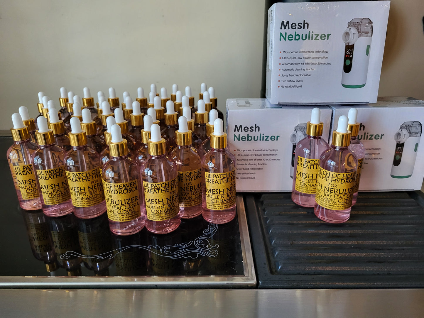 KIT... MESH NEBULIZER with BREATHE Hydrosol - Mullein,  Bay Leaf, Clove, Cassia Cinnamon, Frankincense- 4 oz Sprayer SHIPS FREE