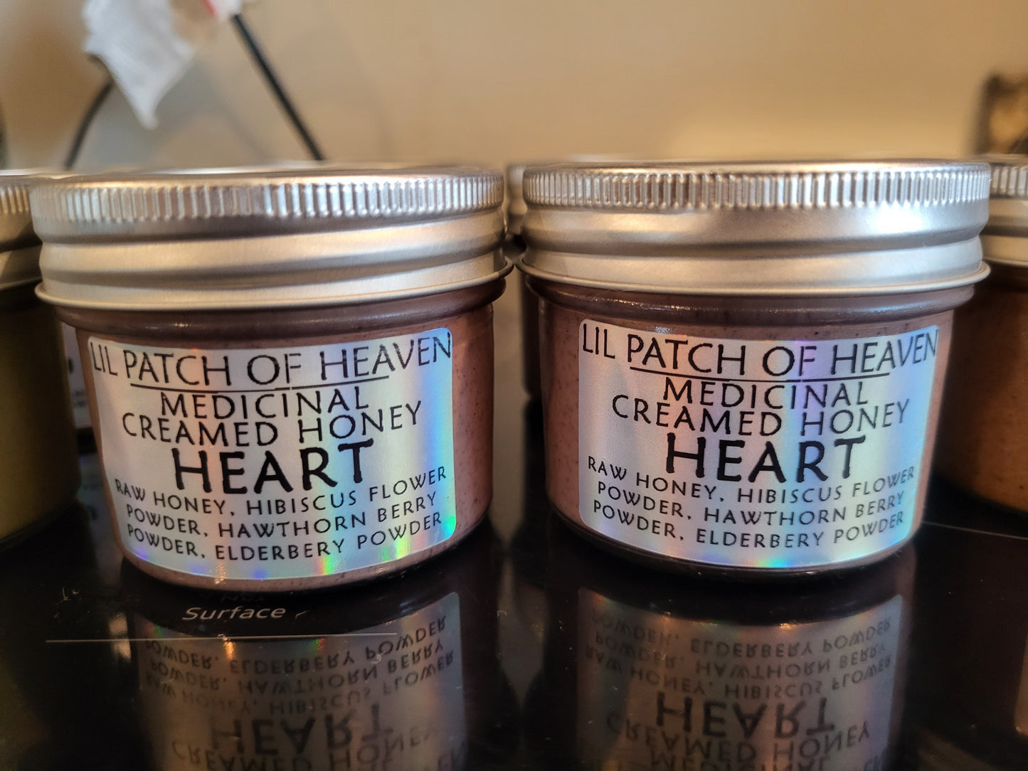 Creamed Honey- Organic-Hawthorn Berry, Hibiscus Flowers, Elderberries "HEART" Medicinal 4oz SHIPS FREE