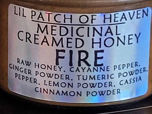 Creamed Honey-Organic-Ginger, Turmeric ,Pepper, Cassia Cinnamon, Lemon, Cayenne "FIRE" Liver Support- Medicinal  4oz SHIPS FREE
