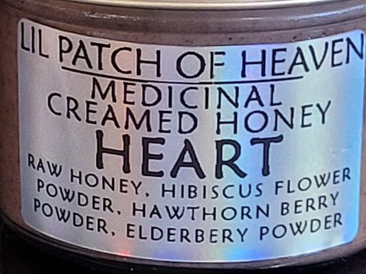 Creamed Honey- Organic-Hawthorn Berry, Hibiscus Flowers, Elderberries "HEART" Medicinal 4oz SHIPS FREE