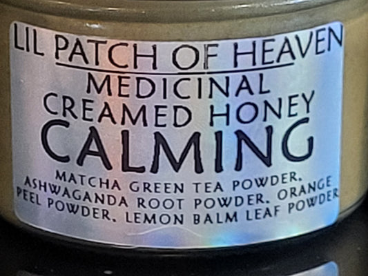 Creamed Honey- Organic -Matcha Green Tea, Orange Peel, Ashwagandha,  Lemon Balm," CALMING "Medicinal 4oz SHIPS FREE