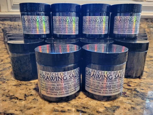 Organic Black Drawing Salve- Lard,Castor Oil, Pine Gum, Camphor, Charcoal,  100% Pine Gum Spirits - 4 Oz SHIPS FREE