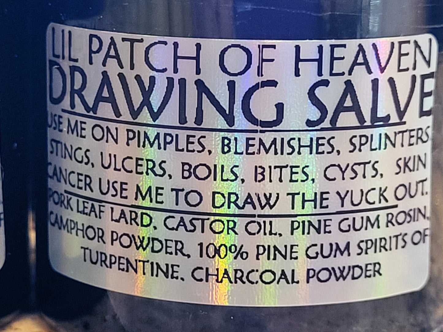 Organic Black Drawing Salve- Lard,Castor Oil, Pine Gum, Camphor, Charcoal,  100% Pine Gum Spirits - 4 Oz SHIPS FREE