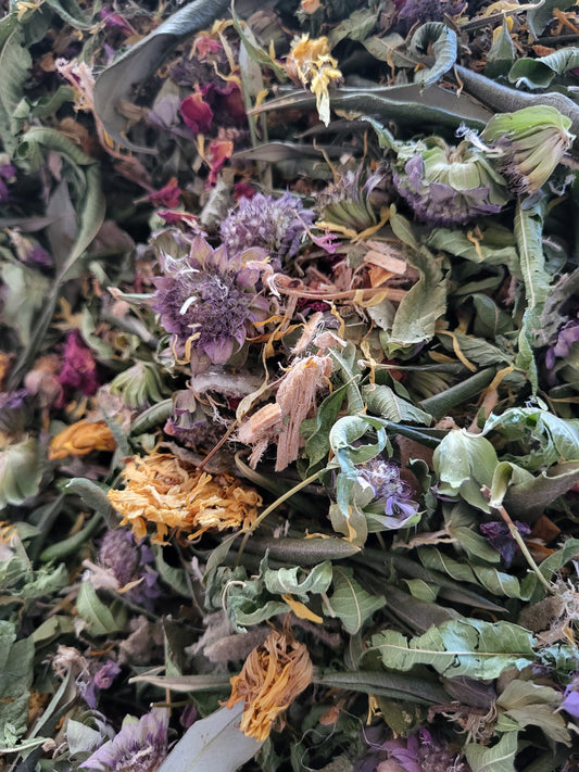"TUMMY"Medicinal Tea Lemon Verbena, Slippery Elm ,Olive Leaf, Bee Balm, Calendula, Rose, Orange Mint ,Mullen, Orange Rind and Papaya Leaf Organic - 12 ounce SHIPS FREE