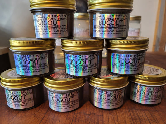 HONEY'D BUGOUT - Wormwood,  Black Walnut Hull, Clove, Cinnamon in Creamed Honey Medicinal 4oz SHIPS FREE