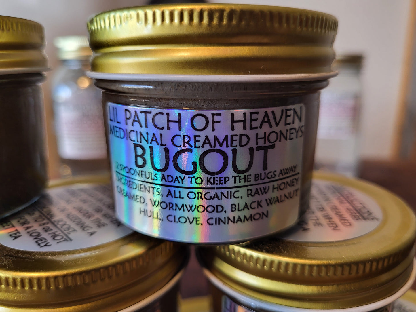 HONEY'D BUGOUT - Wormwood,  Black Walnut Hull, Clove, Cinnamon in Creamed Honey Medicinal 4oz SHIPS FREE