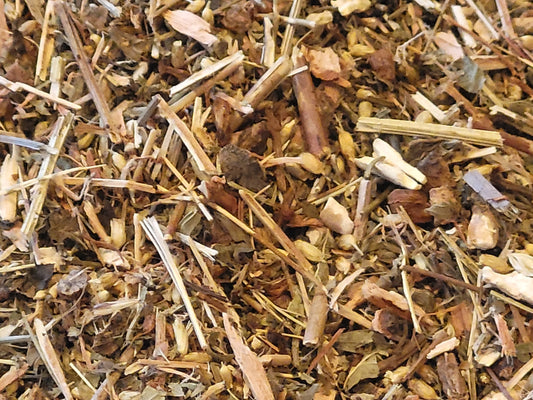 HAPPY "Medicinal Tea" St Johns Wort, Angelica Root, Blue Vervain,  Lemon Balm, Whit Willow Bark, Yarrow Flowers, Ashwagandha Root Organic - 12 ounce SHIPS FREE