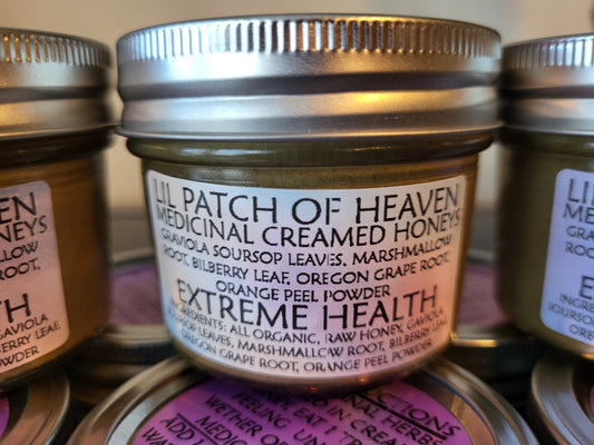 EXTREME HEALTH -Creamed Honey- SOURSOP GRAVIOLA LEAF, MARSHMALLOW ROOT, OREGON GRAPE ROOT, BILBERRY, ORANGE RIND- Super Medicinal 4oz SHIPS FREE