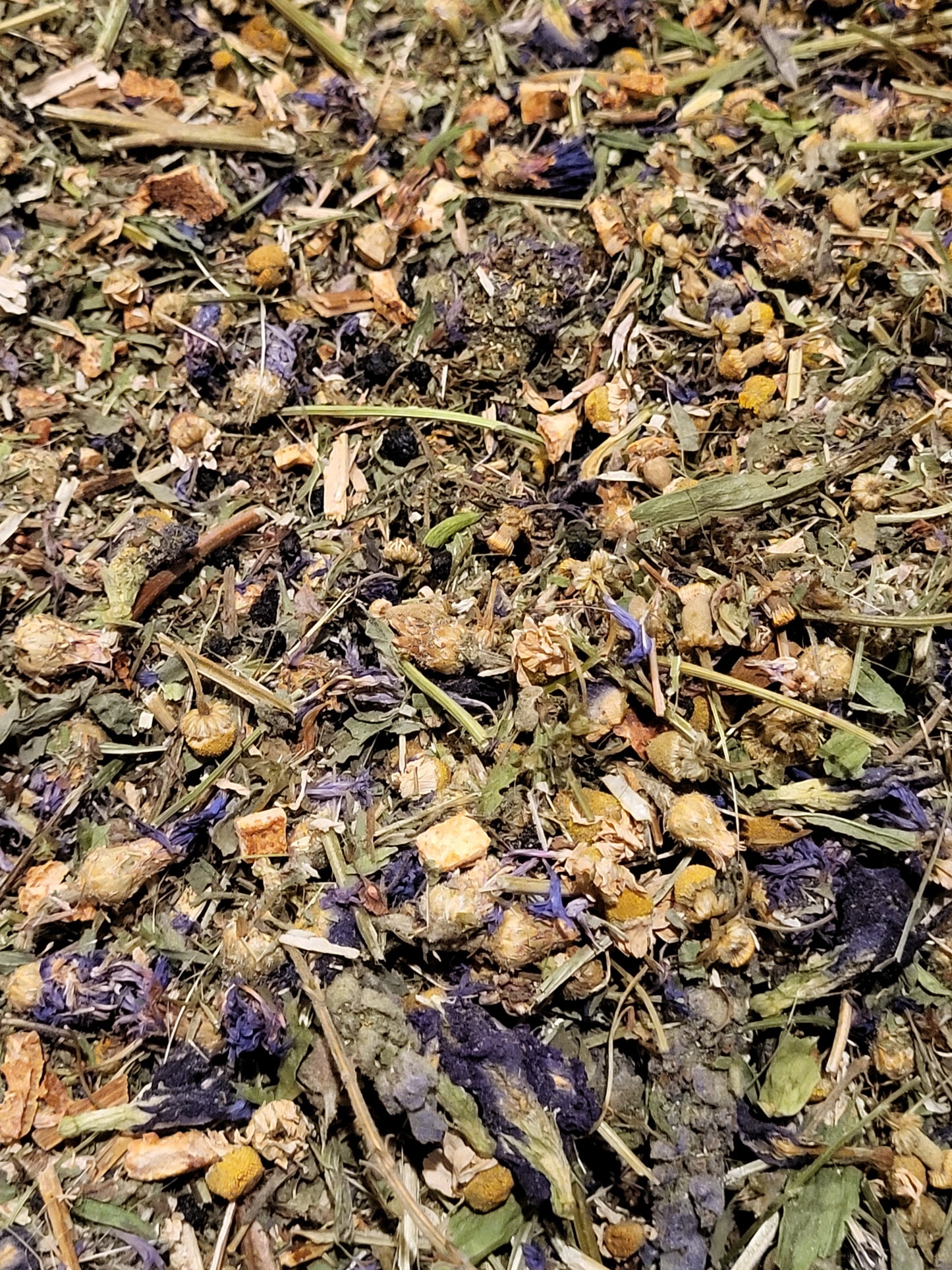 "Fight or Flight" Medicinal Tea-STRESS-ORGANIC- 4.4 oz Holy Basil,Plantain,Lavender,Sheep Sorrel, Feverfew, Krishna Basil, Chamomile, Butterfly Pea Flower, Cornflower Blue,Elderberries, Orange Peel, Pineapple Sage,Tarragon-SHIP FREE