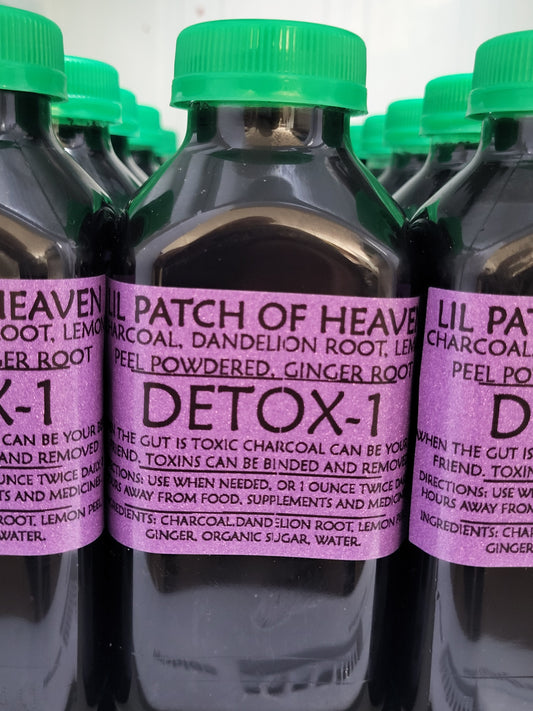 DETOX - 1 - Plus Size-12 ounces-2 Extra Ounces-Charcoal, Dandelion, Ginger, Lemon,  Organic Herbal Syrup SHIPS FREE
