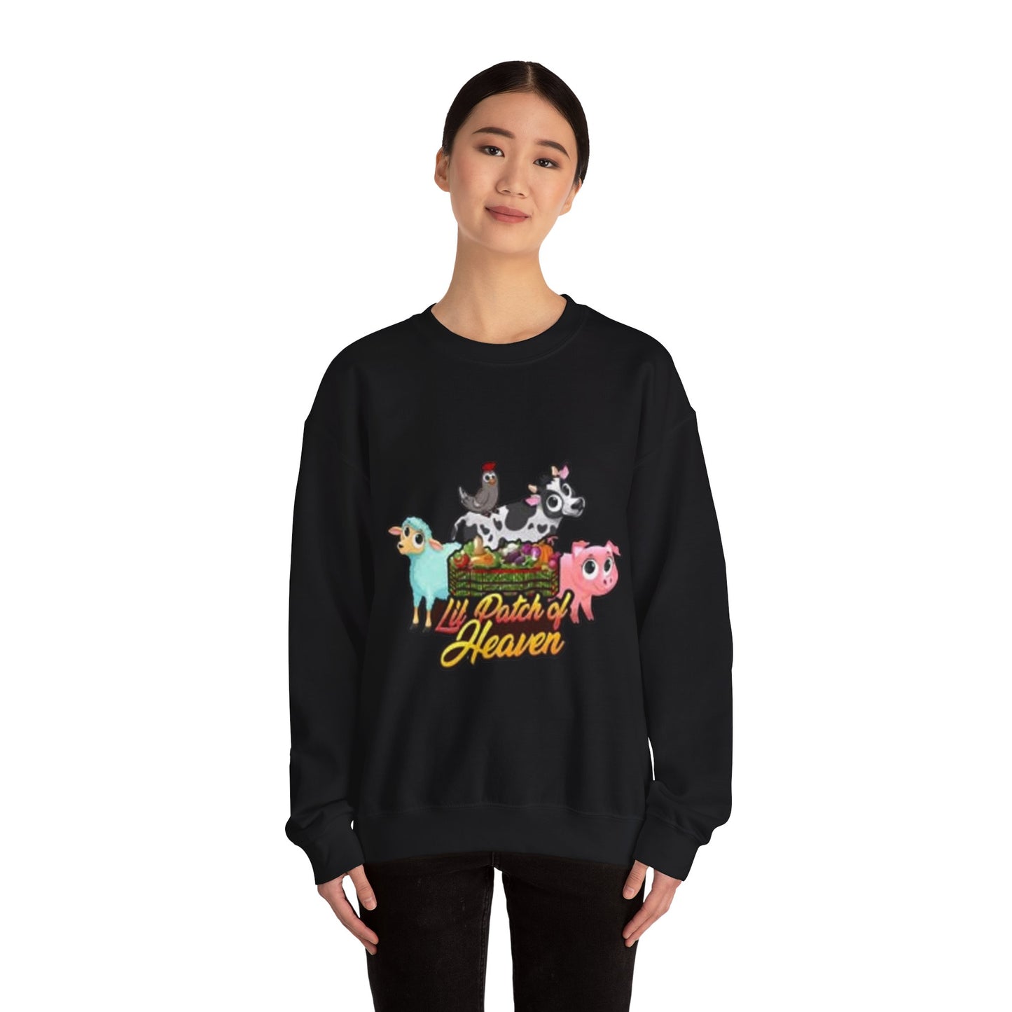 Crewneck Sweatshirt — "Lil Patch of Heaven" Cute Farm Animal Graphic