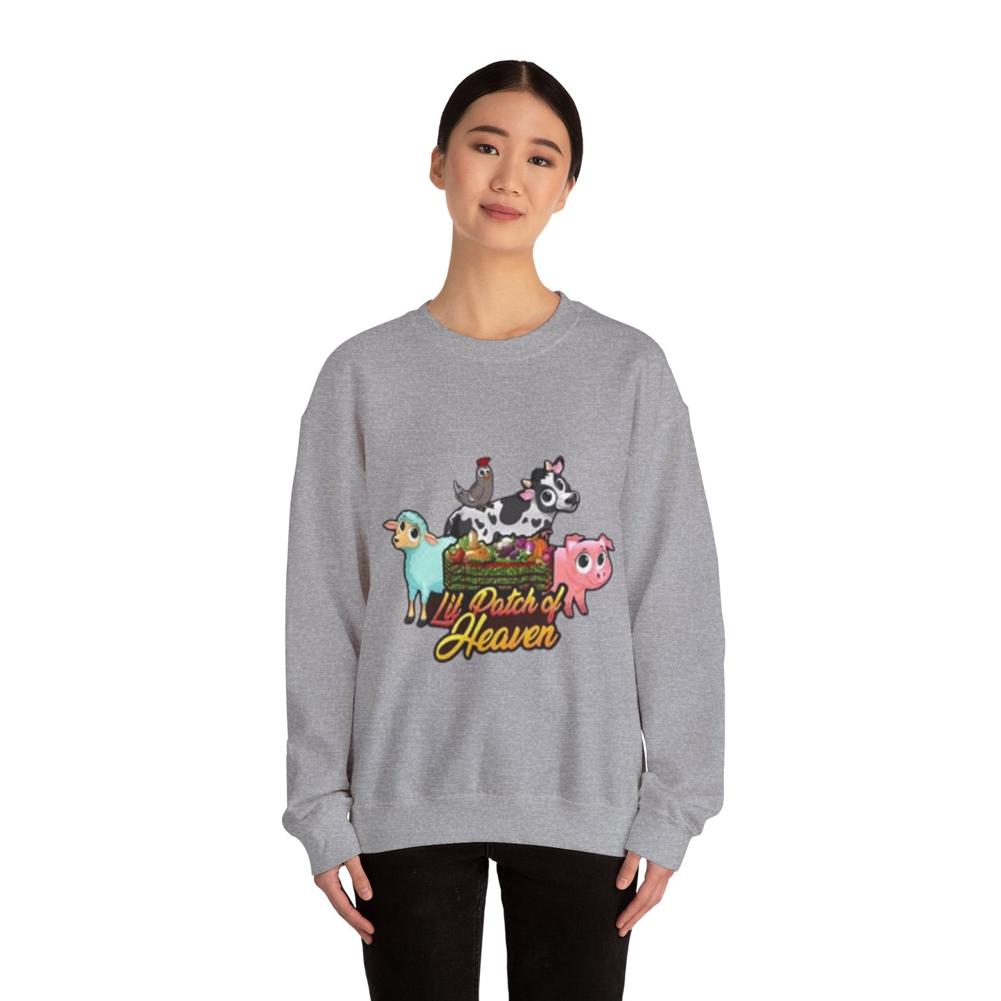 Crewneck Sweatshirt — "Lil Patch of Heaven" Cute Farm Animal Graphic