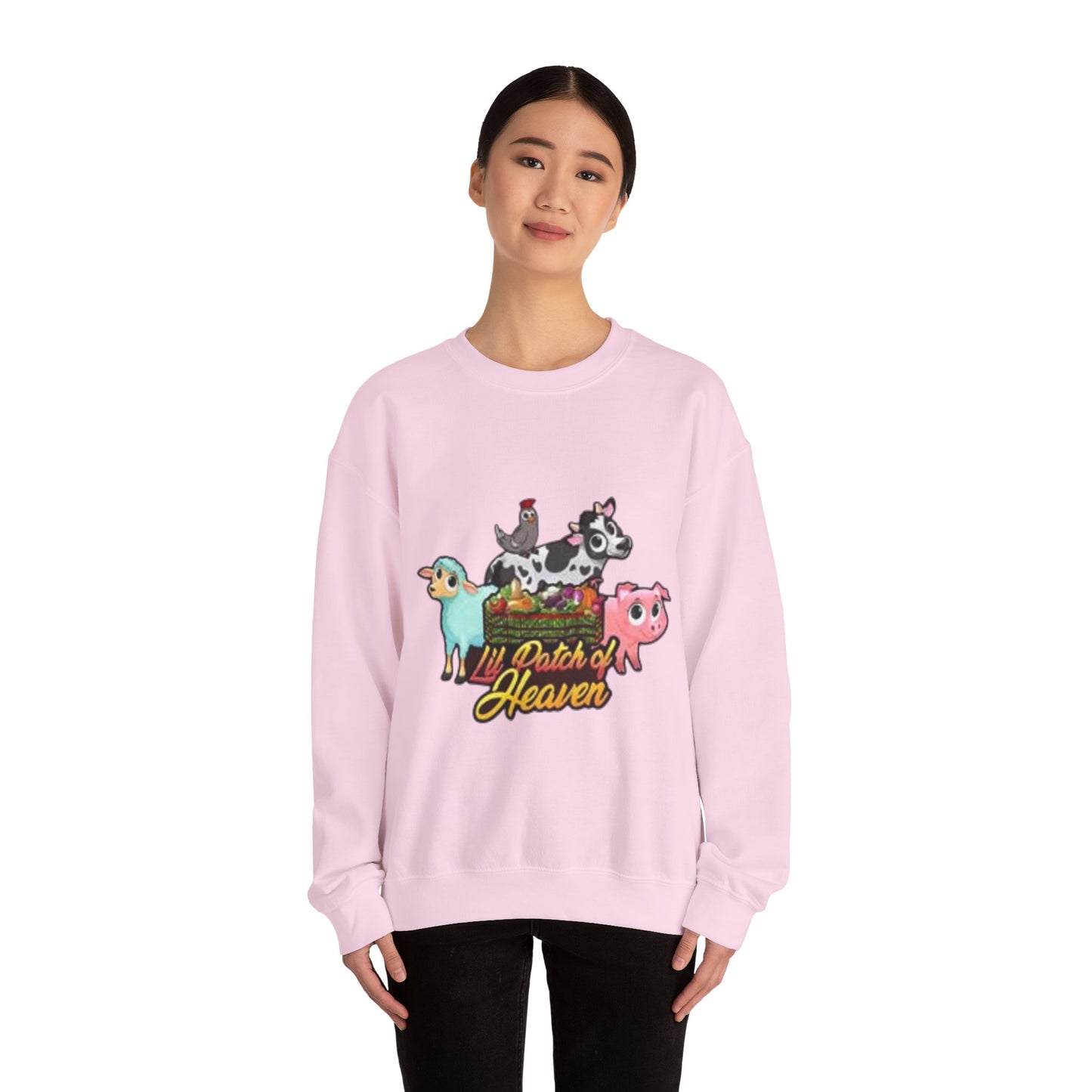 Crewneck Sweatshirt — "Lil Patch of Heaven" Cute Farm Animal Graphic