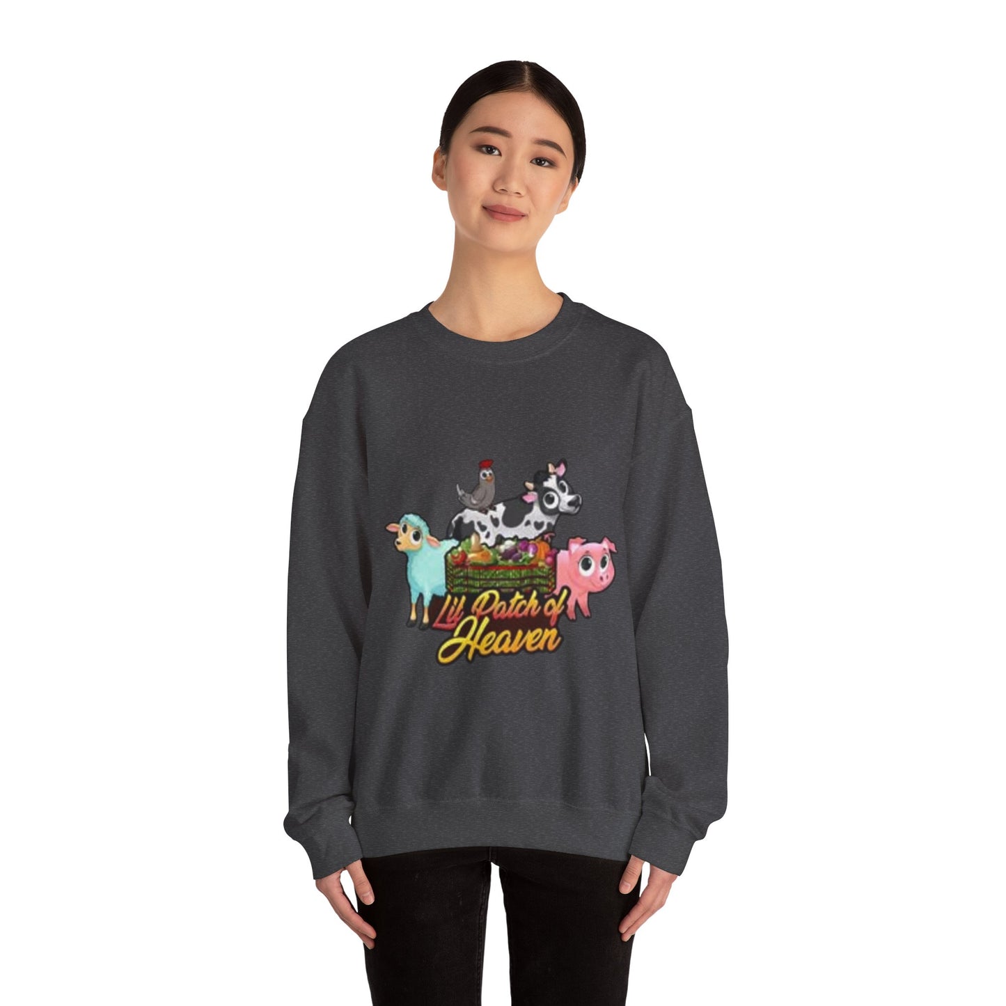 Crewneck Sweatshirt — "Lil Patch of Heaven" Cute Farm Animal Graphic