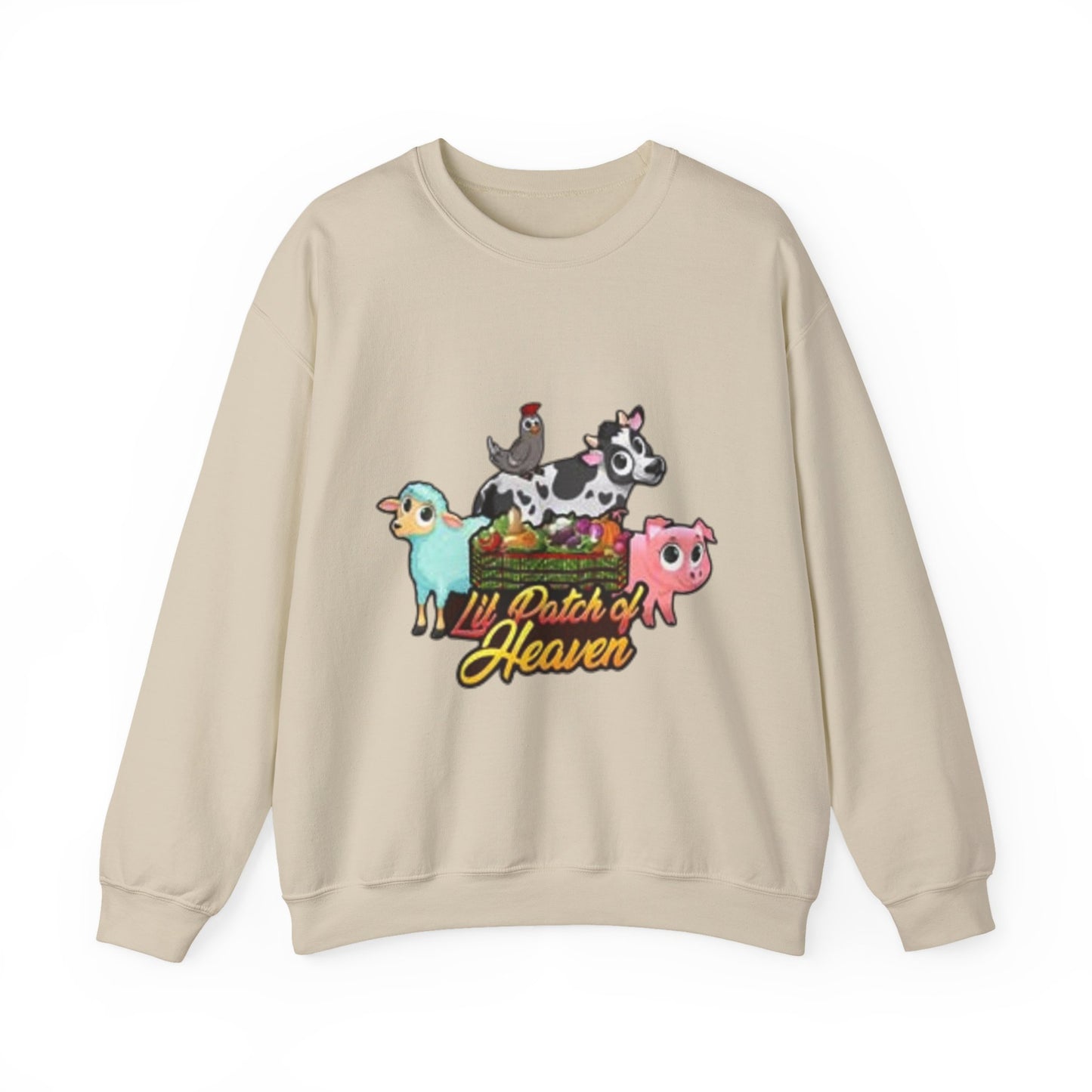 Crewneck Sweatshirt — "Lil Patch of Heaven" Cute Farm Animal Graphic