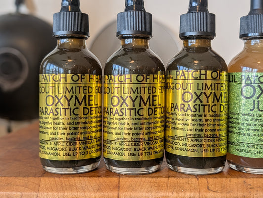 Organic Limited Edition Herbal Oxymel – 2 oz BUGOUT - Mugwort ,Genetian ,Wormwood ,Black Walnut Hull, Clove, Cinnamon, Apple Cider Vinegar, Raw Honey-SHIPS FREE