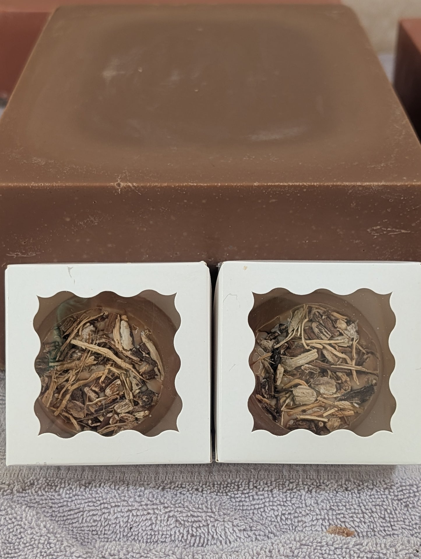 Artesian Herbal Soaps -  2 pk BEEF TALLOW- Exfoliating Skin Issues- -with Bamboo Holder & Sisal Scrub Bag -VANILLA - burdock, dandelion root ,nettle root- ORGANIC - Color off WHITE -FREE SHIPPING