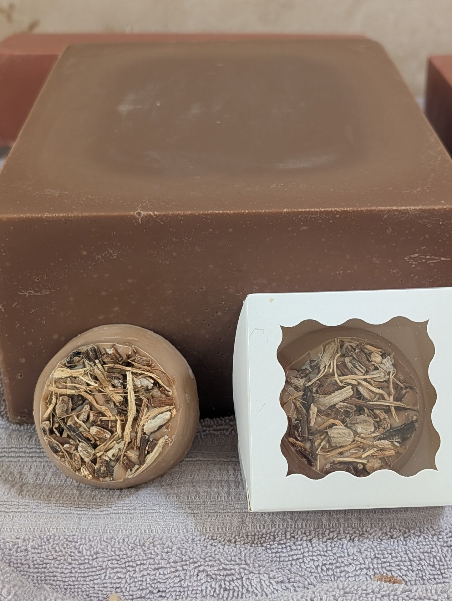 Artesian Herbal Soaps -  2 pk BEEF TALLOW- Exfoliating Skin Issues- -with Bamboo Holder & Sisal Scrub Bag -VANILLA - burdock, dandelion root ,nettle root- ORGANIC - Color off WHITE -FREE SHIPPING
