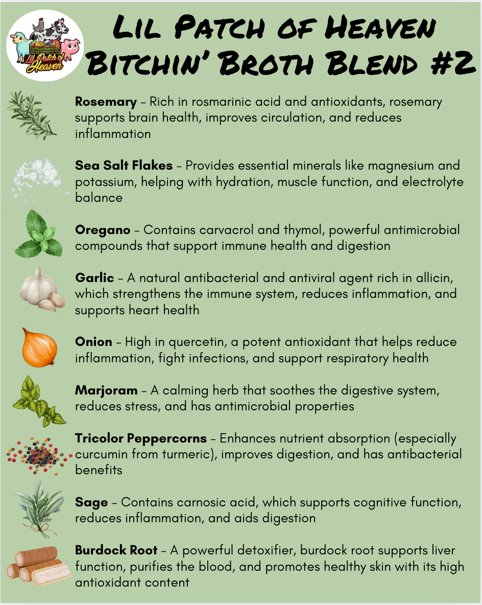 Organic Vegan Bitchin' Broth Blends - Two 4-ounce containers- One Detox Blend & One Healing Blend SHIPS FREE