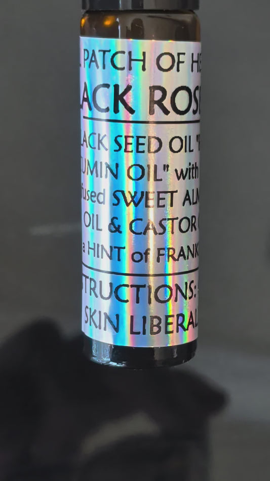 Organic Medicinal Rollerball – BLACK ROSE-Black Seed Oil, Castor Oil, Sweet Almond Oil Infused with Roses & hint of Frankincense(10 mL) SHIPS FREE