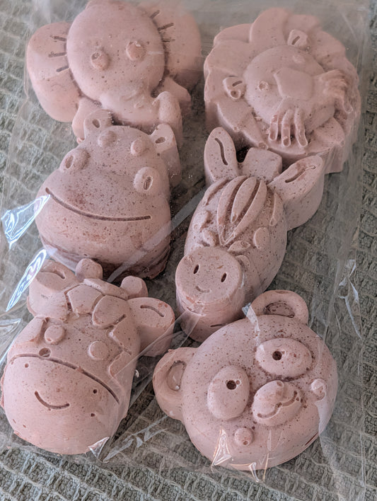 Artesian Herbal Soaps - 100% Beef Tallow Kids Animals- 1-package-Antimicrobial, Antiviral, Antifungal- -with Bamboo Holder & Sisal Scrub Bag - frankincense  & myrrh ESSENTIAL OIL- ORGANIC - Color pink -FREE SHIPPING