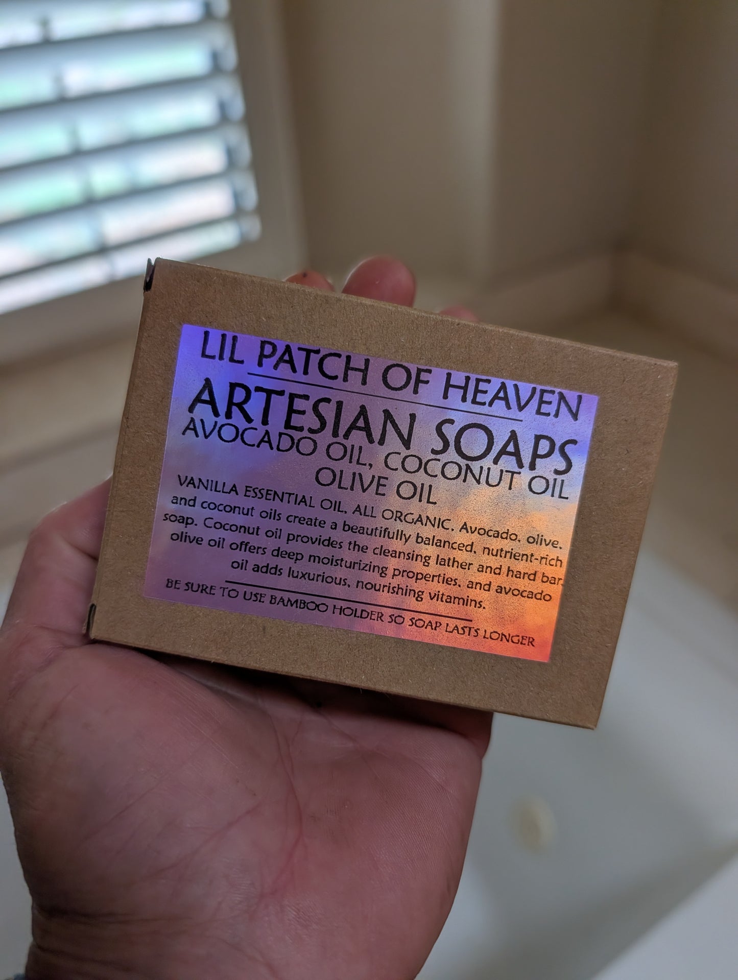 Artesian Herbal Soaps - Avocado oil, Coconut oil, Olive oil- Moisturizing Cleansing- -with Bamboo Holder & Sisal Scrub Bag -Vanilla-Poppy Seeds ESSENTIAL OIL- ORGANIC - Color White -FREE SHIPPING